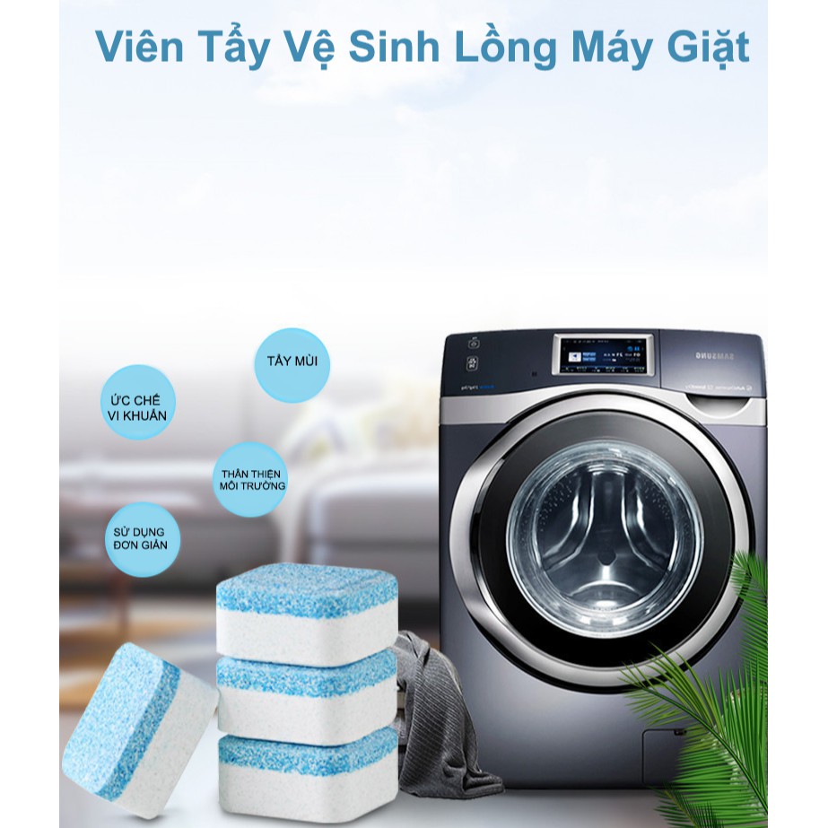 [Hàng Loại 1]Hộp 12 Viên Tẩy Vệ Sinh Lồng Máy Giặt, Diệt khuẩn và Tẩy chất cặn bẩn Lồng máy giặt  - Bột vệ sinh máy giặt