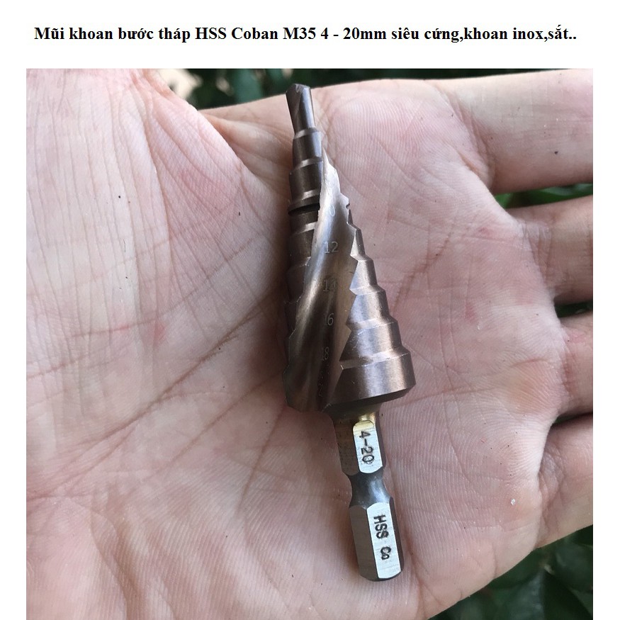 Mũi Khoan Bước Tháp Chuôi Lục Giác Thép HSS Co Phủ Coban Các Kích Thước Chuyên Sắt, Thép, Inox,...