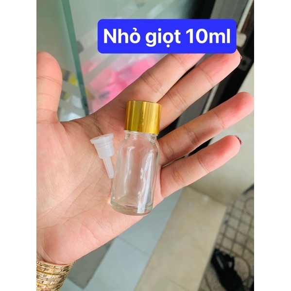 Chai thuỷ tinh 10ml nhỏ giọt trong suốt, chai đựng tinh dầu, serum