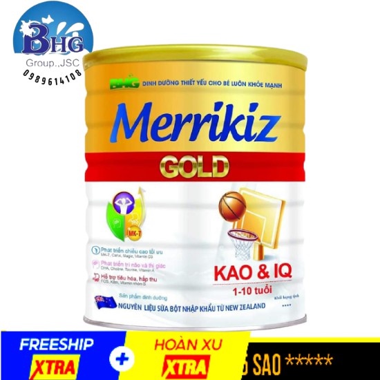 Sữa Bột Merrikiz Gold KaoIQ 900g dành cho bé từ 1-10 tuổi