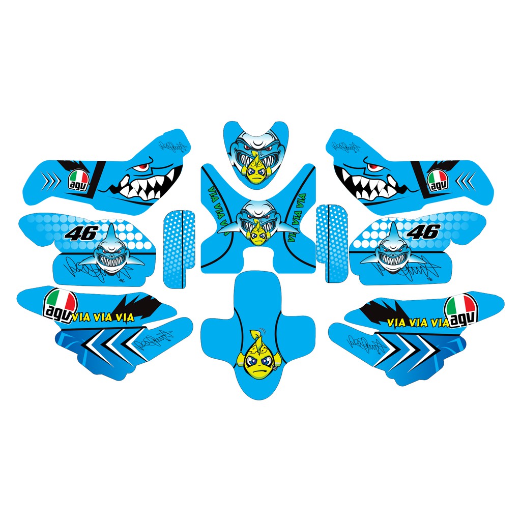 tem trùm xe xmen cá mập xanh nước biển