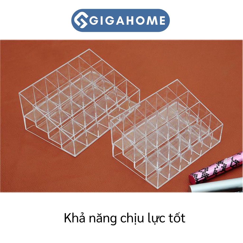Khay Đựng Son 24 Ô GIGAHOME Nhựa Mica Loại Mỏng, Trong Suốt, Giúp Không Gian Gọn Gàng 4053