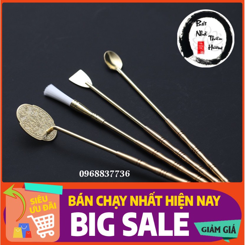 [Tặng 3 nụ trầm hương đặc biệt Bát Nhã] Bộ dụng cụ tạo hình khuôn đốt bột trầm hương xông trầm nụ bằng đồng nguyên chất