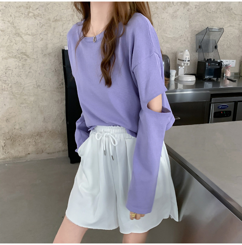 Áo Croptop Tay Dài Thiết Kế Rách Độc Đáo 050 # Có 5 Màu Lựa Chọn