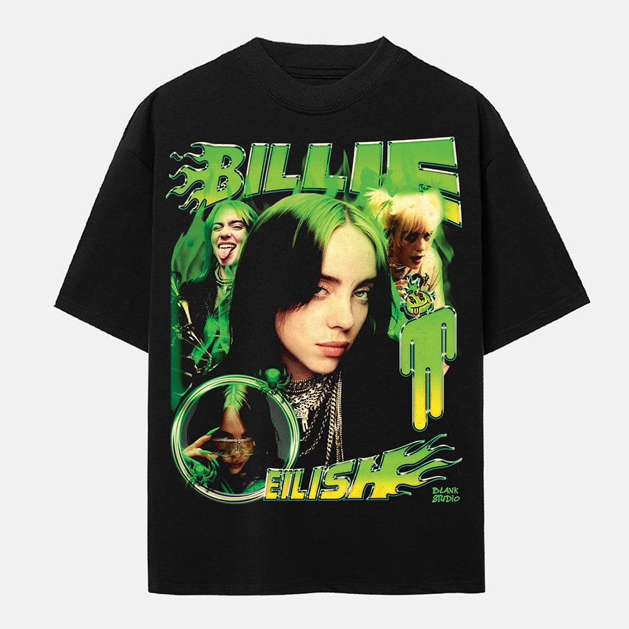 BLANK | Áo Thun Billie EilishTay Lỡ Unisex - Đen/Trắng Cổ Tròn