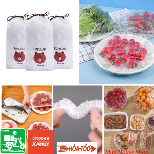 Màng bọc thực phẩm GẤU co giãn siêu dai có chun hình túi set 100 chiếc Store4girls