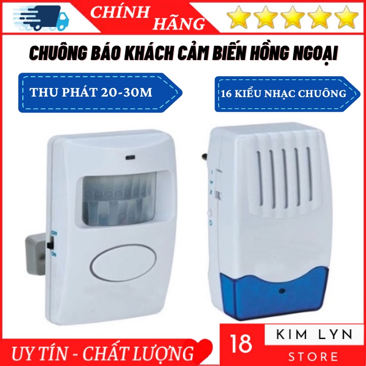 Chuông Báo Khách Không Dây Cảm Biến Hồng Ngoại Kiêm Chống Trộm Hiệu Qủa - Bảo Hành 12 Tháng