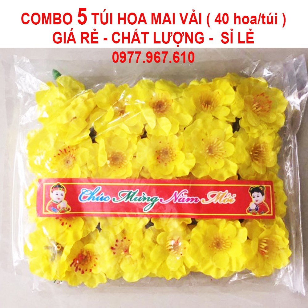 Combo 5 túi hoa mai vải( 1 túi 40 bông)