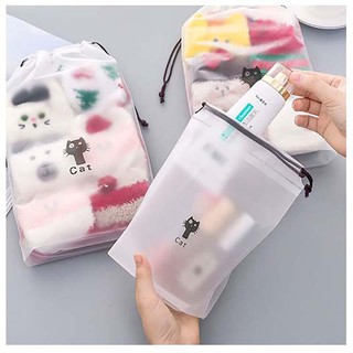 Túi rút nhiều cỡ - nhựa lụa mờ - MẪU MÈO ĐEN CUTE