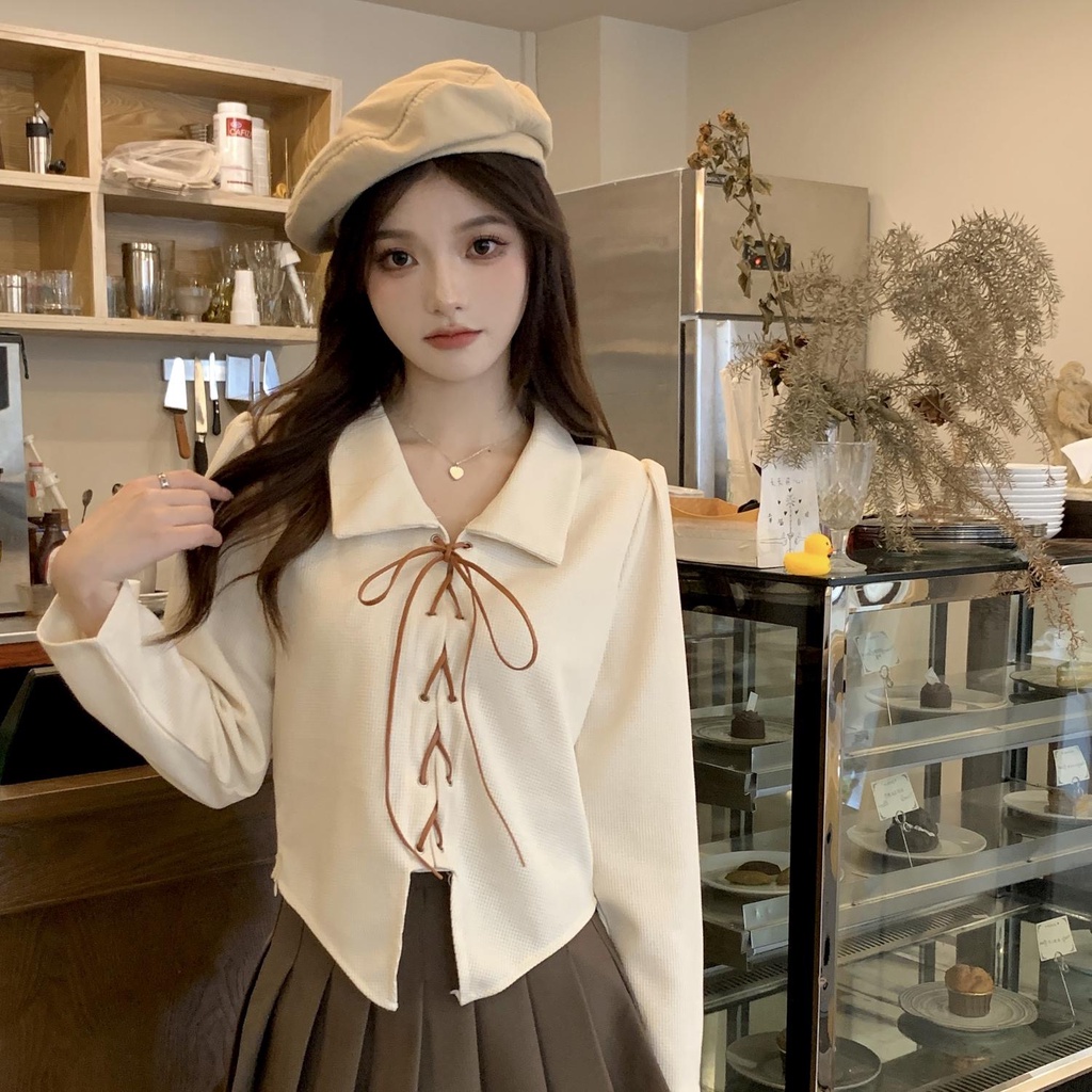 Áo Thun polo Dài Tay Thời Trang Hàn Quốc Cho Nữ