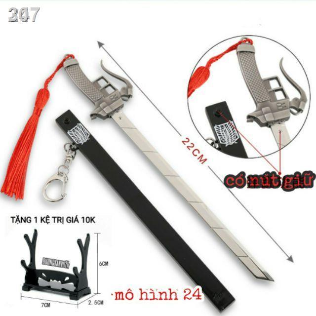 ☍△❉30 Mô hình móc khóa kiếm trong Attack on Titan sword swordsThép nguyên khối levi eren đ