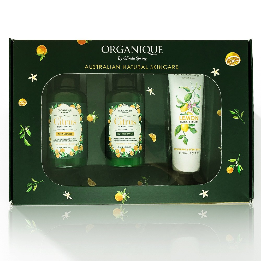 Bộ Quà Tặng Organique Citrus Gift Box For Hair Hương Chanh (Dầu Gội 50ml + Dầu Xả 50ml + Kem Dưỡng Tay 30ml)