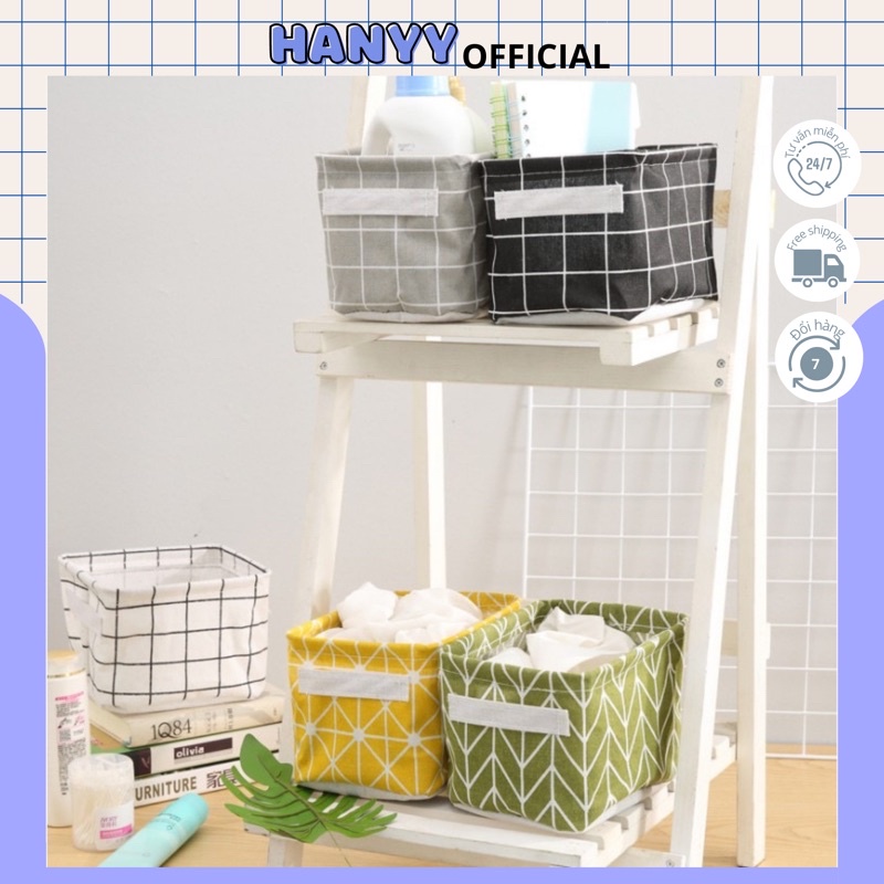 Giỏ vải đa năng, túi vải đa năng đựng đồ cá nhân, đựng đồ văn phòng, chứa mỹ phẩm để bàn 20*16*14cm