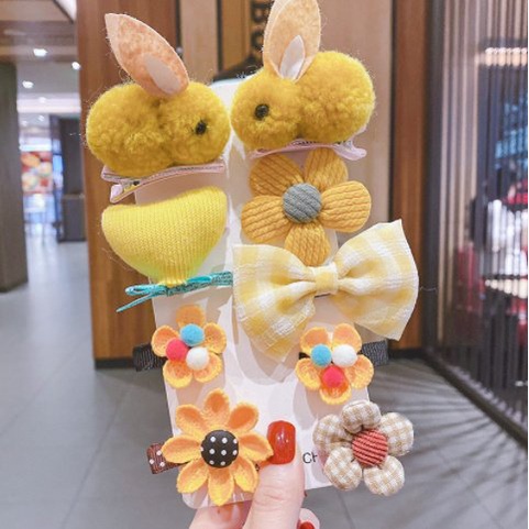 Set 9 Kẹp Tóc 2 Con Thỏ. Kẹp tóc đáng yêu dành cho bé gái thêm dễ thương