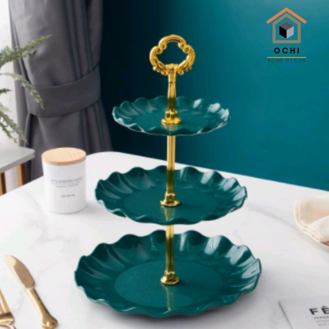Đĩa nhựa 3 tầng pancake, khay 3 tầng đựng mứt kẹo cao cấp phong cách Châu Âu dành cho phòng khách Gia Đình