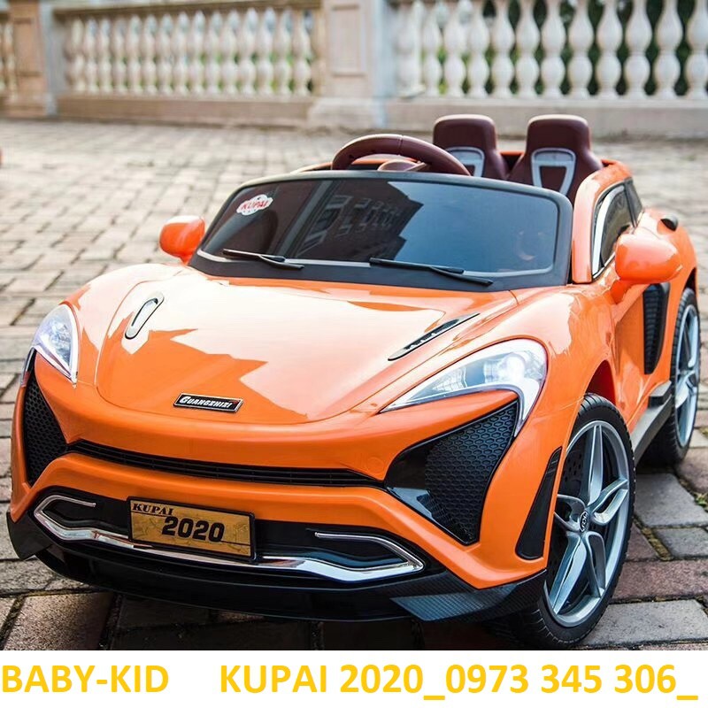 Xe ô tô điện trẻ em cao cấp BABY-KID KP 2020 (4 Động Cơ Lớn, Ắc Quy 12V7A) - Đỏ + Cam + Trắng BẢO HÀNH 6 THÁNG