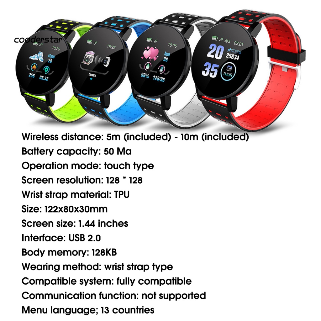 Đồng Hồ Thông Minh Dáng Tròn Chống Mòn Cho Nam Và Nữ COOD 119 Plus