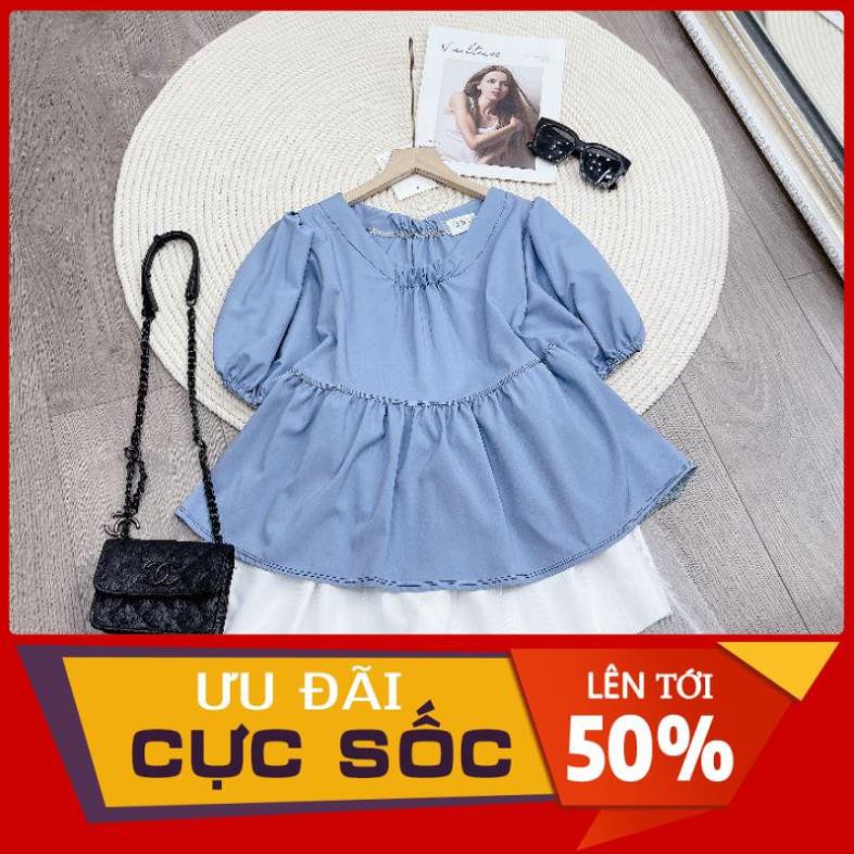 [ 𝐅𝐑𝐄𝐄 𝐒𝐇𝐈𝐏 ] BỘ ĐŨI XẠNH BABY DOLL CHÂN VÁY TRẮNG PHỐI LƯỚI