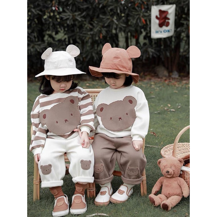 Áo Sweater Chui Đầu In Hình Gấu Hoạt Hình Phong Cách Nhật Hàn Thời Trang Mùa Thu 2022 Cho Bé
