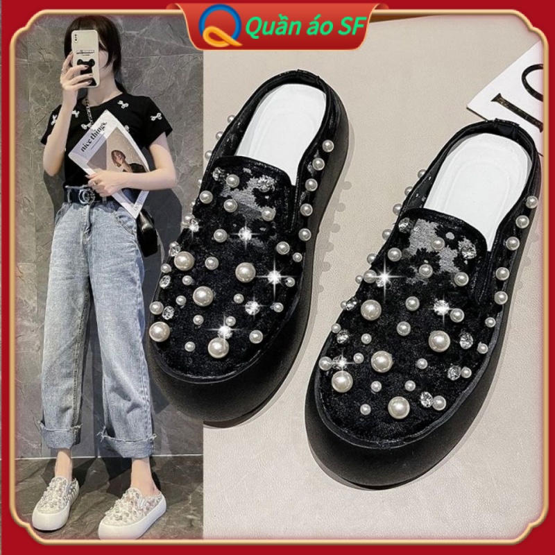 【Quần áo SF】Dép mũi tròn đế dày xinh xắn cho nữ