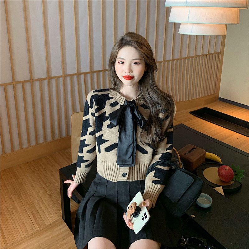 Áo Khoác Cardigan Dệt Kim Phối Nơ Xinh Xắn Cho Nữ  tao bao