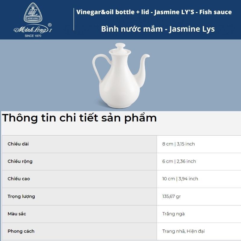 Bình nước tương - gốm sứ Minh Long