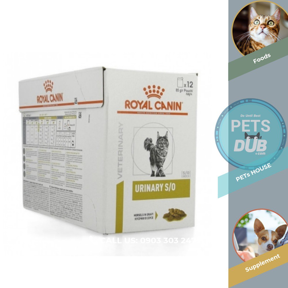 HỘP 12 GÓI PATE ROYAL CANIN URINARY S/O CHO MÈO BỊ SỎI THẬN GÓI 85g (PETs dub)