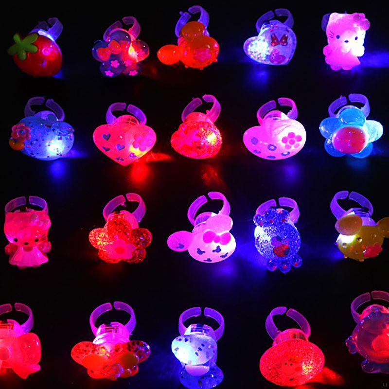 IU Kids Girl Party Flashing Jelly LED Cartoon Peacock Ring Hair Pin Whistle Party Birthday Gifts