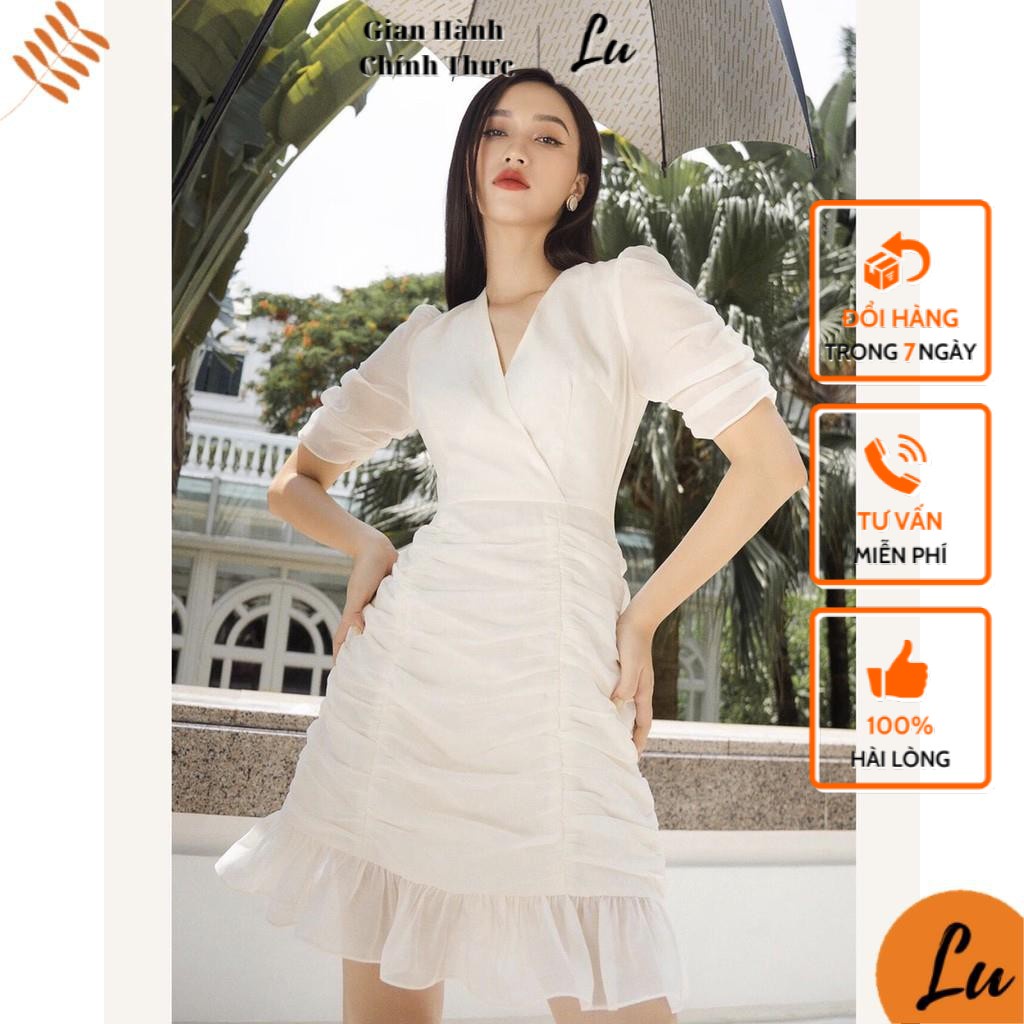 Đầm Chữ A Nữ LuShop Cổ Tim Đắp Chéo Chíp May 2 Lớp hợp với Dự Tiệc Dạo Phố Đi Chơi Hàng Cao Cấp Giá Tốt