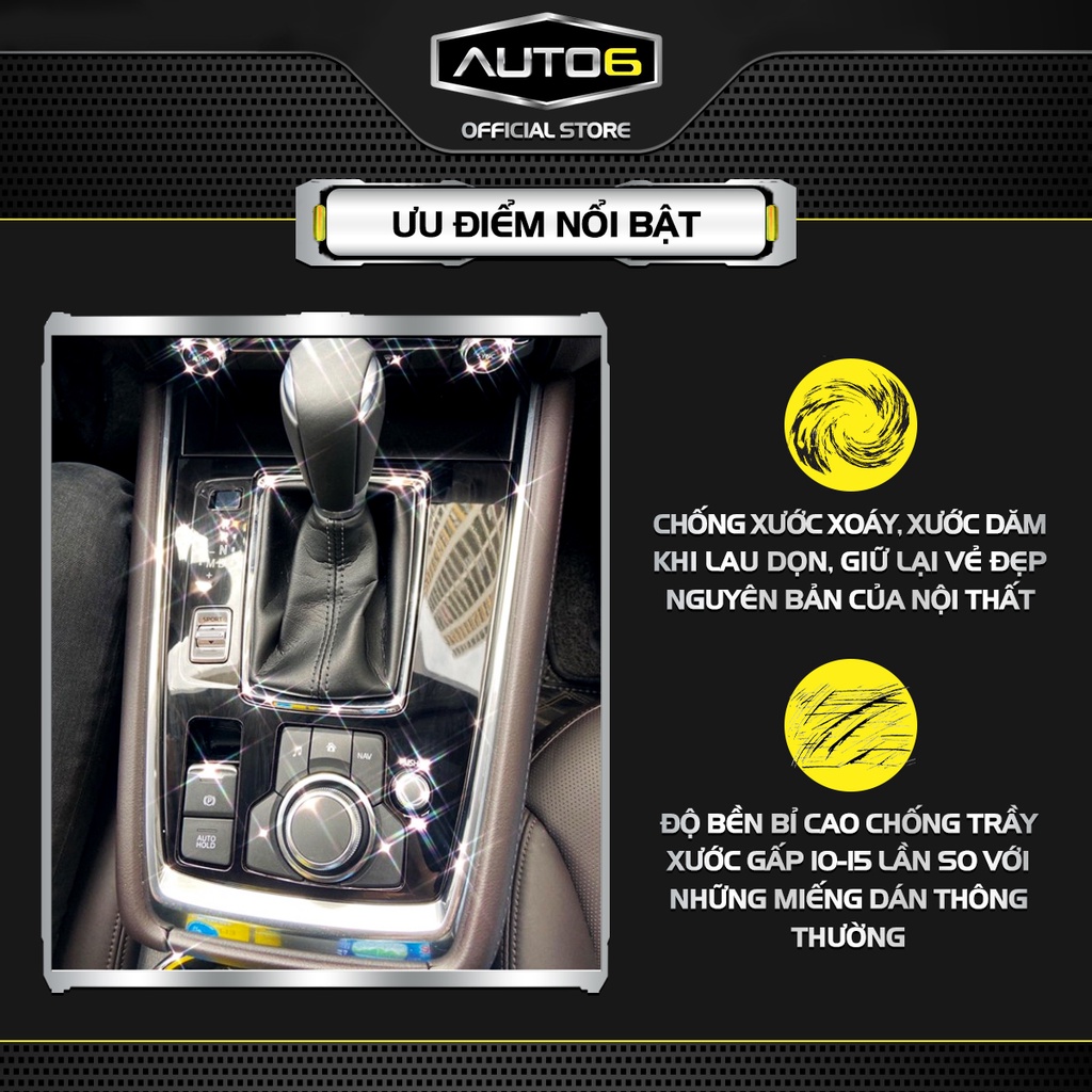Bộ 5 chi tiết Film PPF trong suốt dán xe MAZDA6 New 2020-2023 chống xước bảo vệ nội thất ô tô - AUTO6