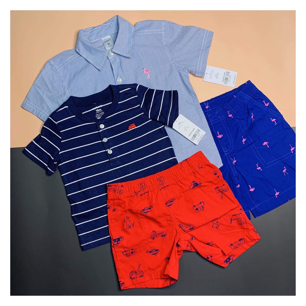 Ảnh thật CARTER Chính hãng SET 2 MÓN BỘ quần áo SƠ MI / POLO cho BÉ TRAI chất liệu COTTON AN TOÀN
