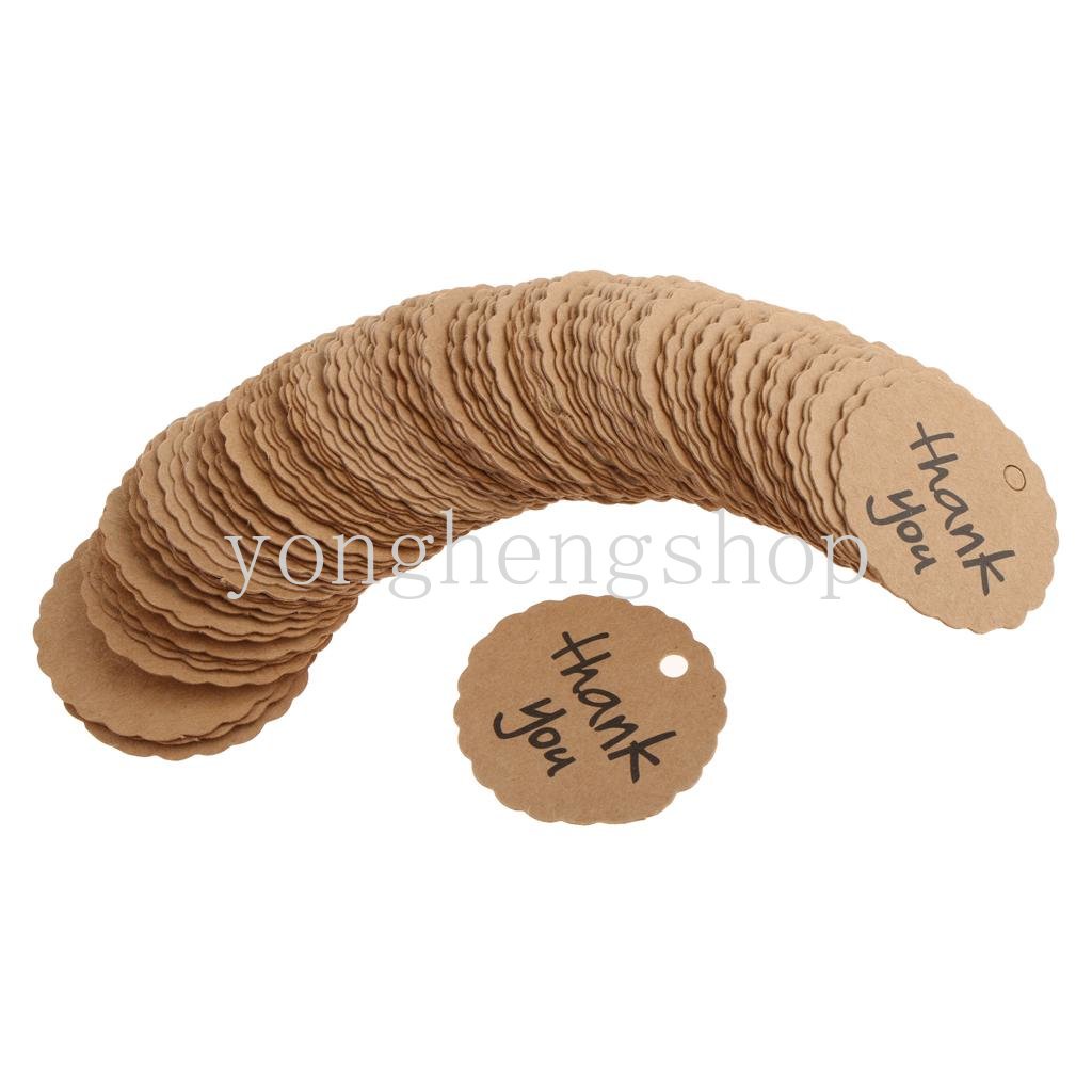 Set 100 Thẻ Giấy In Chữ Thank You Kèm Dây Treo Dùng Để Trang Trí Quà