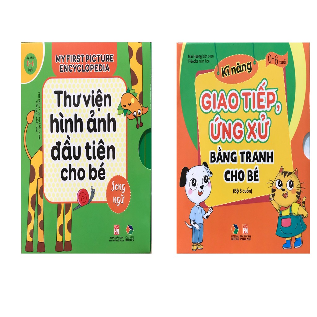 Sách- Combo Thư Viện Hình Ảnh Đầu Tiên Cho Bé (8 cuốn)+Giao Tiếp Ứng Xử Bẳng Tranh Cho Bé(8 cuốn)