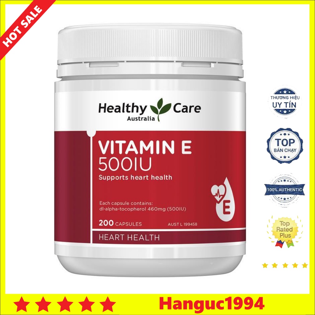 Viên Uống Bổ Sung Vitamin E Healthy Care Vitamin E 500iu Úc 200 Viên