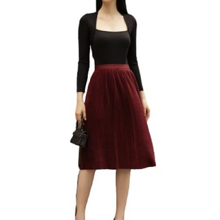 Olv - chân váy fine pleated skirt in berry