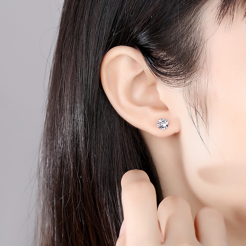 Bông Tai Mạ Bạc 925 Đính Đá Zircon Sang Trọng Thời Trang