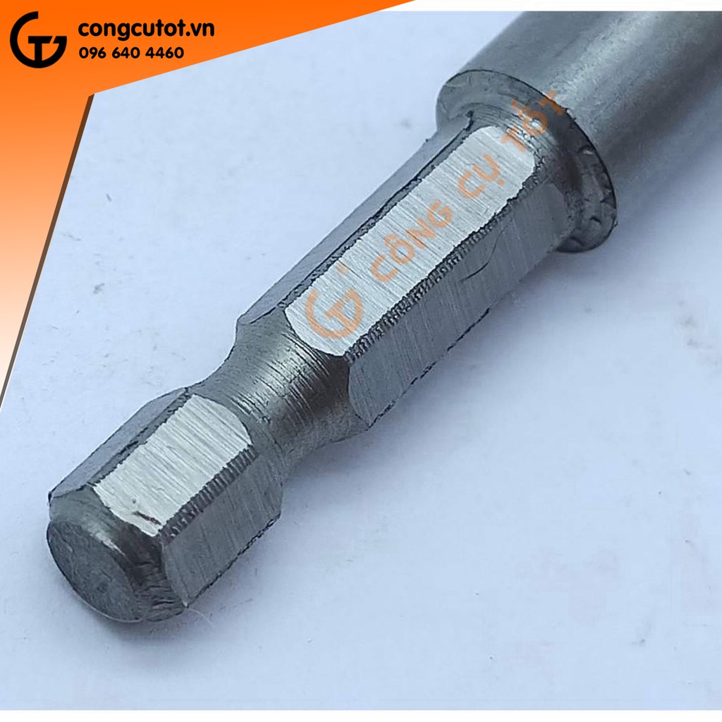 Mũi khoan xiên 2 tầng trụ xoắn trắng 4.2-9.5mm chuôi lục dài 180mm