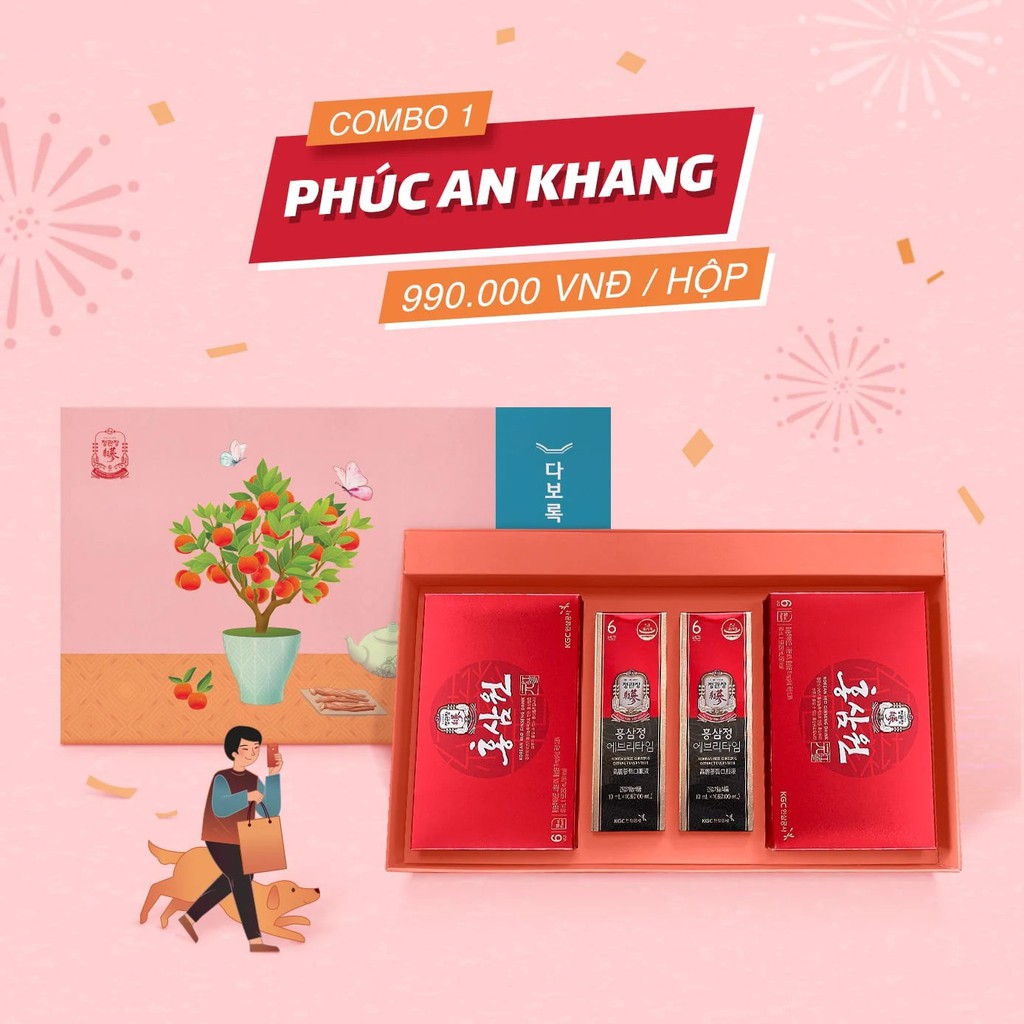 Hộp quà biếu cao cấp KGC Cheong Kwan Jang Phúc An Khang - Combo 4 sản phẩm hồng sâm cao cấp