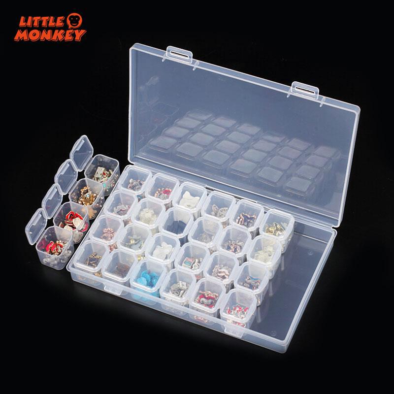28 Cells Detachable Empty Storage Boxes Durable Plastic Sundries/Jewelry Case