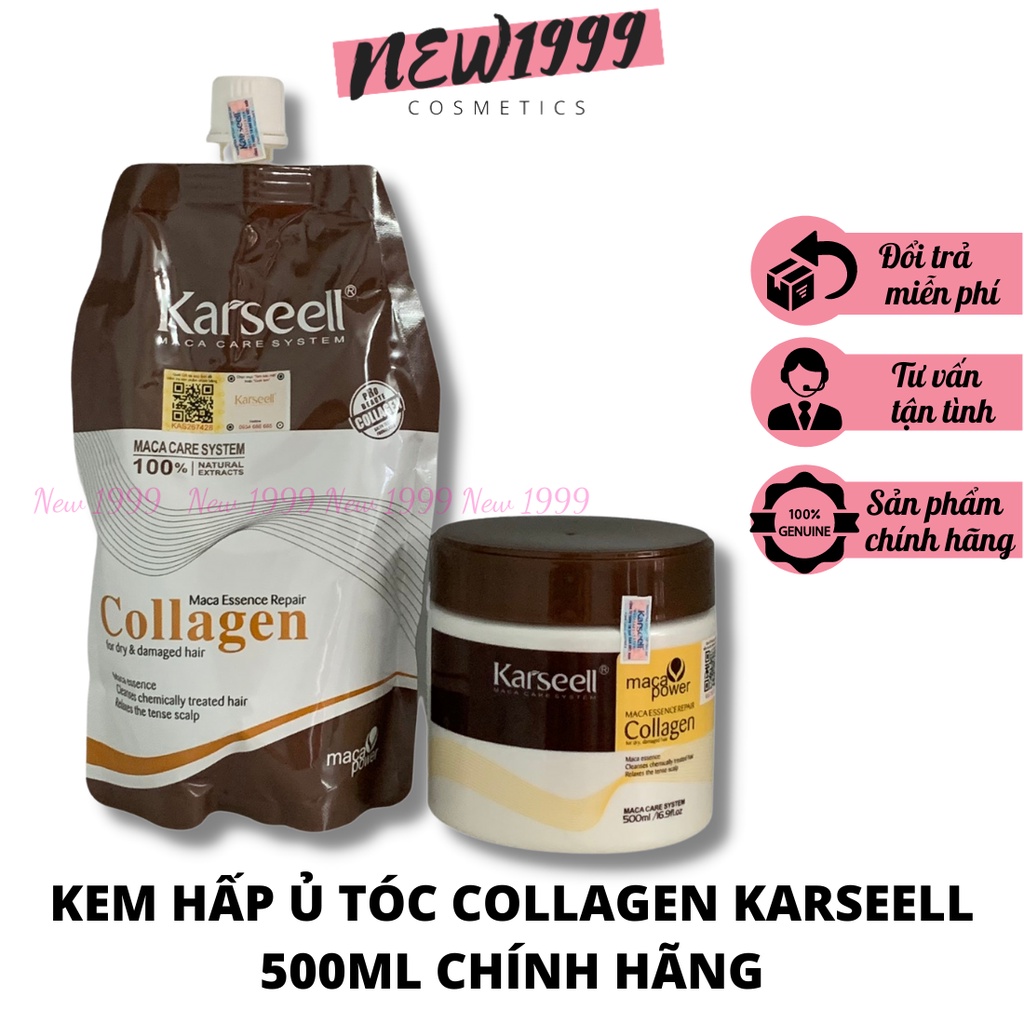 Kem hấp ủ tóc COLLAGEN KARSEELL 500ml chính hãng phục hồi tóc hư tổn khô sơ chẻ ngọn