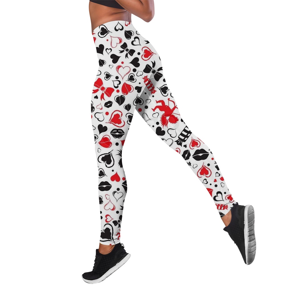 CLOOCL Quần Legging Co Giãn In Hình Trái Tim Quả Đào Chơi Thể Thao Ngoài Trời Cho Nữ