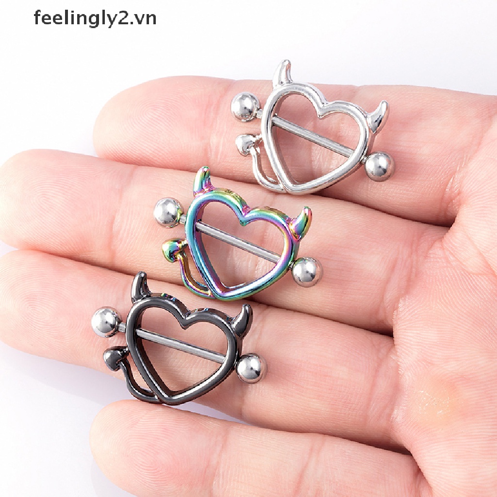 Khuyên Xỏ Ngực Hình Trái Tim Bằng Thép