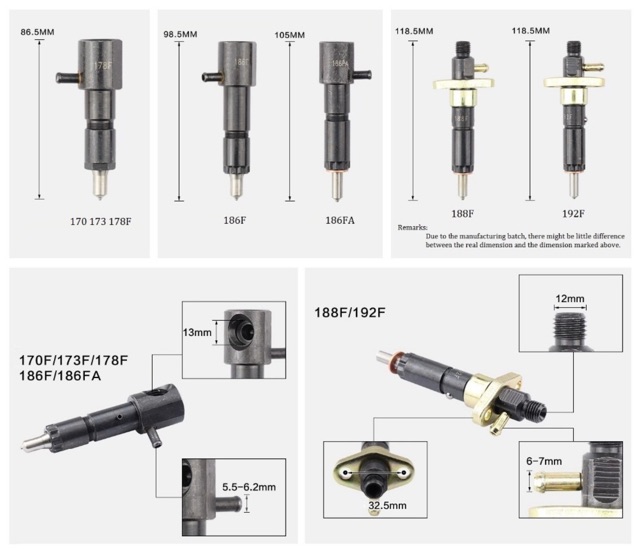 Kim phun động cơ ( Béc phun) 170f 173f 178f L40 L48 L50 L60 L70 2kw 3kw