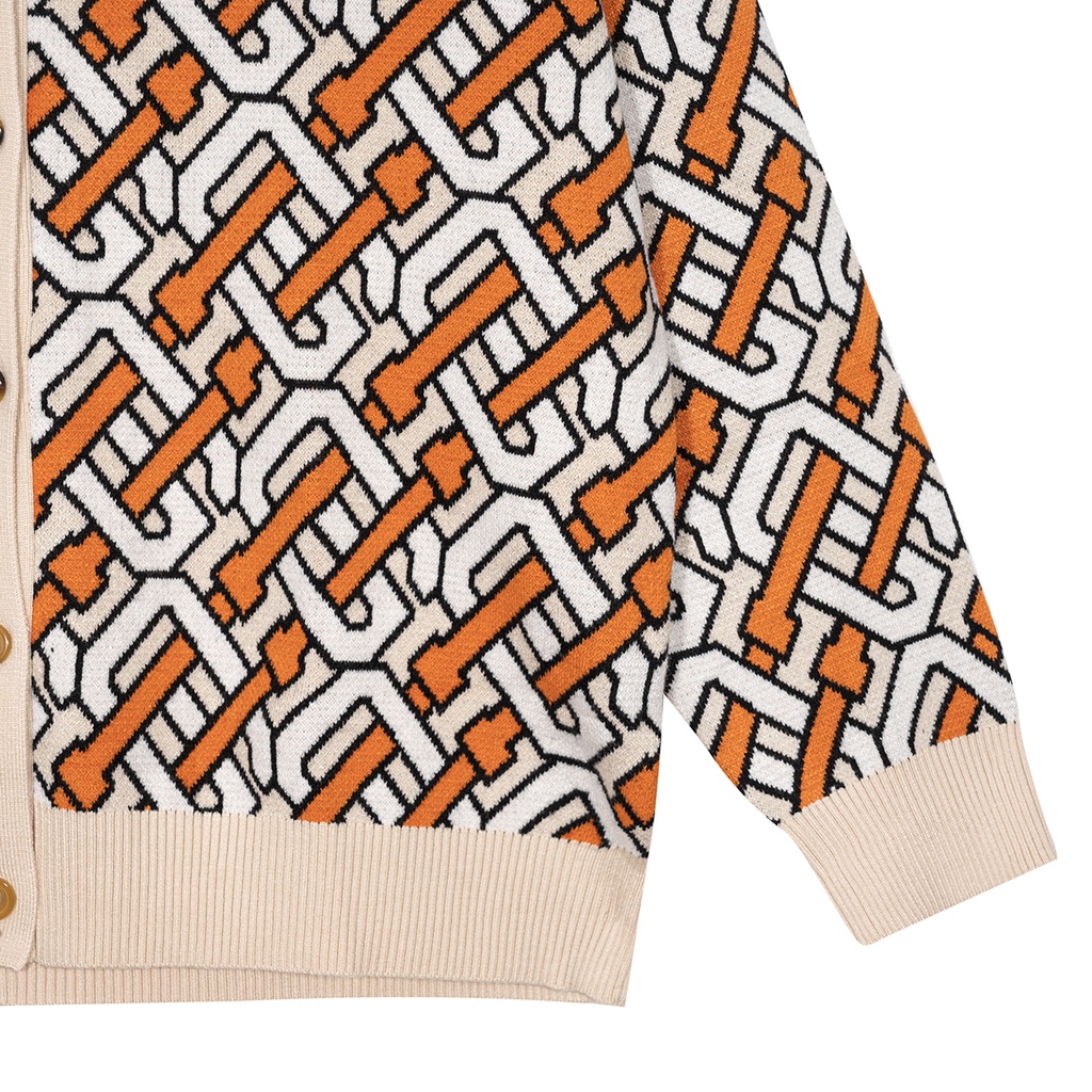 Áo khoác len HUGU - Monogram cardigan orange - vải len mềm mịn - unisex