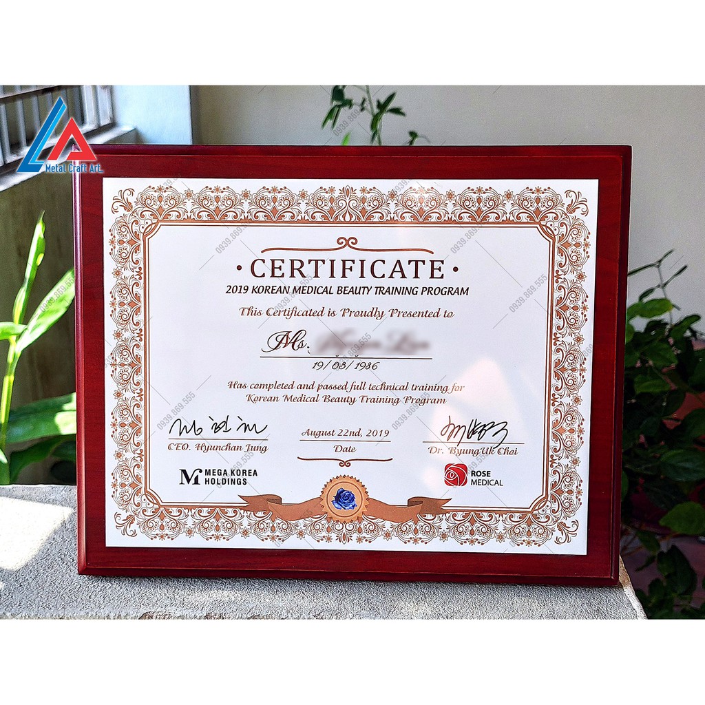 Bằng Khen, Bảng Chứng Nhận, Bảng Vinh Danh CN-01