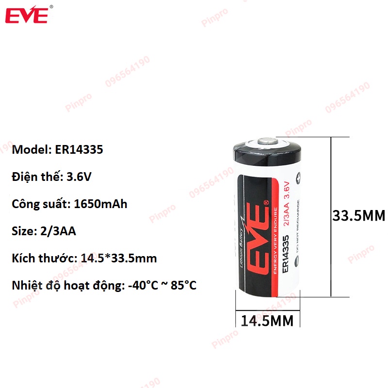 Pin EVE ER14335 3.6V 2/3AA PLC