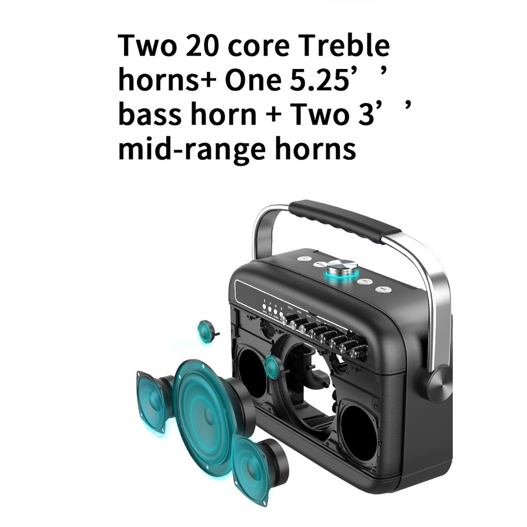 Loa Bluetooth karaoke W-King K9, 100W, tặng kèm 2 micro không dây, WKing K9, Loa di dộng, Loa xách tay