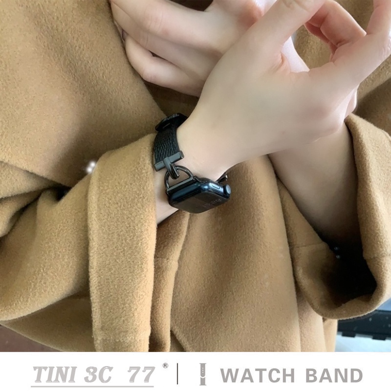 Mới Dây Đeo Bằng Da Có Khóa Kim Loại Cho Đồng Hồ Thông Minh IP Watch Series 7 4 5 6 SE 3 2 1 40mm 41mm 42mm 44mm 45mm
