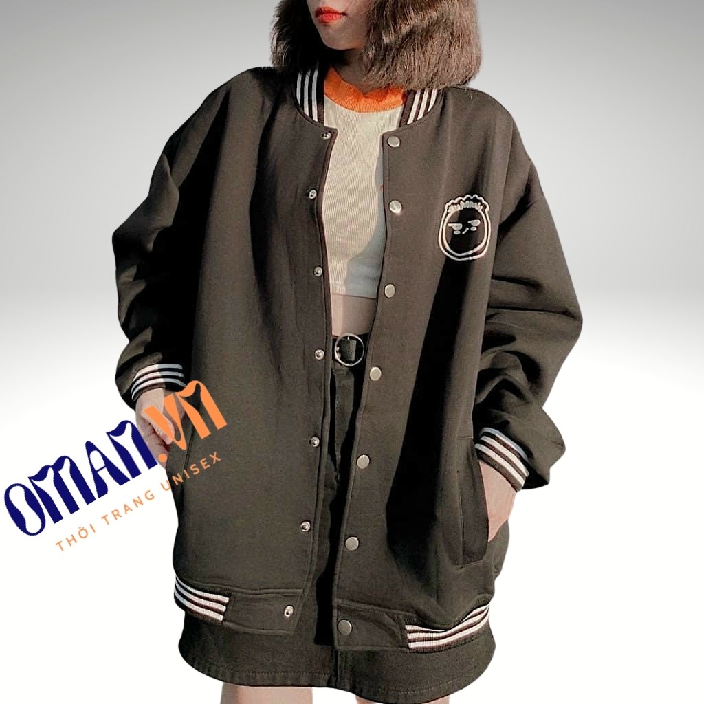 Áo khoác nỉ bomber Mặt cười bé form rộng Unisex Oman | BigBuy360 - bigbuy360.vn