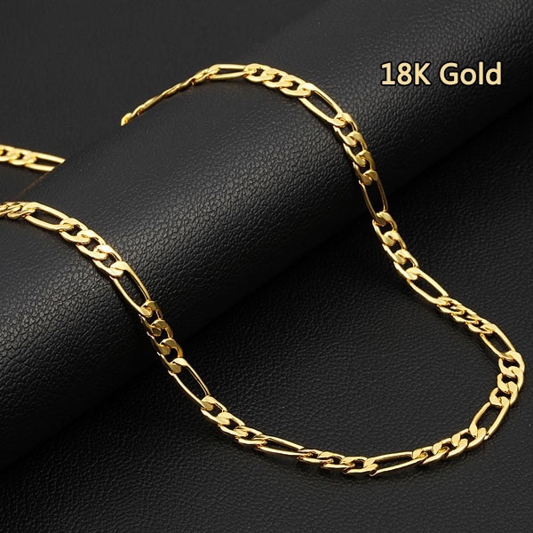 16-30 Inches 4MM European Fashion Luxury Men Women Fashion 18k Gold Chain Necklace Bride Wedding Eng